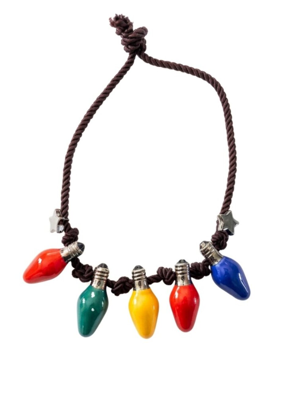 Vintage Flying Colors Ceramic Christmas Light Bulb Cord Necklace 8.5"